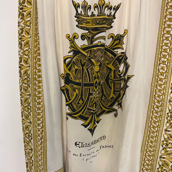 Vintage Anne Pinkerton Silk Skirt Gold French Royal Crest Size Small Medium - Picture 3 of 16